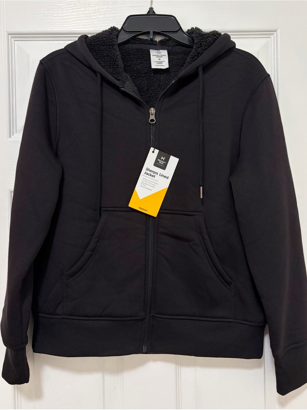Women’s Black Sherpa-Lined Jacket with Hood